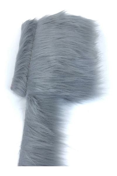 Hobigram Wide Gray Faux Fur Artificial Plush Ribbon Width 10 cm – Decorative Ribbon, Stylish Design, Women's Accessory – De