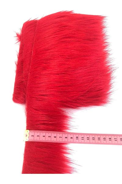 Hobigram Wide Red Faux Fur Artificial Plush Ribbon Width 10 cm – Decorative Ribbon, Stylish Design, Women's Accessory