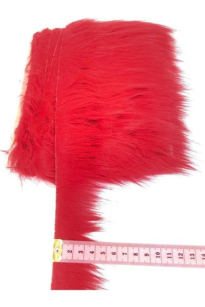 Hobigram Red Faux Fur Artificial Plush Ribbon Width 4 cm – Decorative Ribbon, Stylish Design, Women's Accessory – Decor