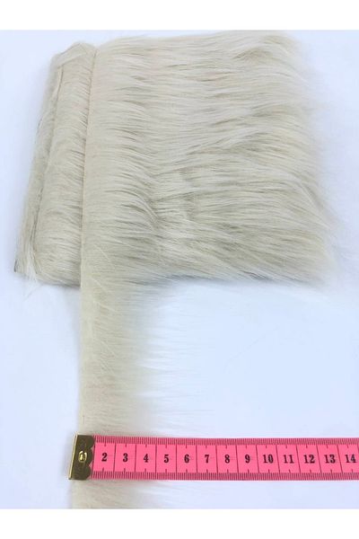 Hobigram Cream Faux Fur Artificial Plush Ribbon Width 4 cm – Decorative Ribbon, Stylish Design, Women's Accessory – Dekorati