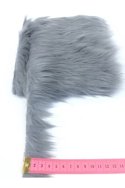 Hobigram Gray Faux Fur Artificial Plush Ribbon Width 4 cm – Decorative Ribbon, Stylish Design, Women's Accessory – Decorative