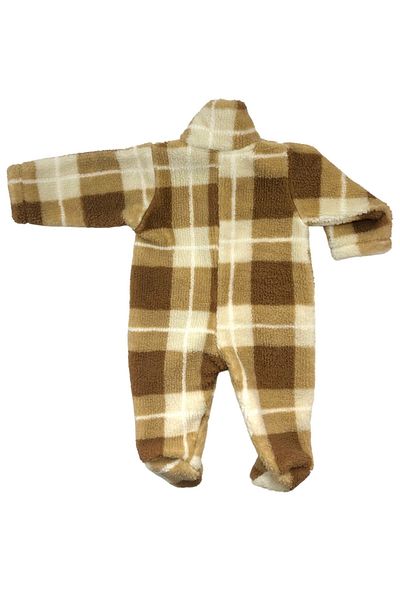 Pukka Plaid Pattern Fleece Jumpsuit with Booties