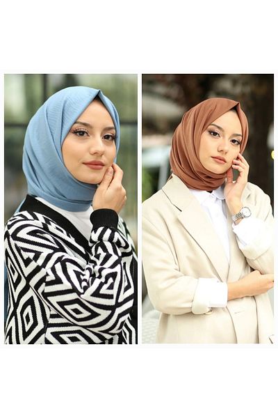 Narine شال قطن جاز_أزرق-شوكولاتة