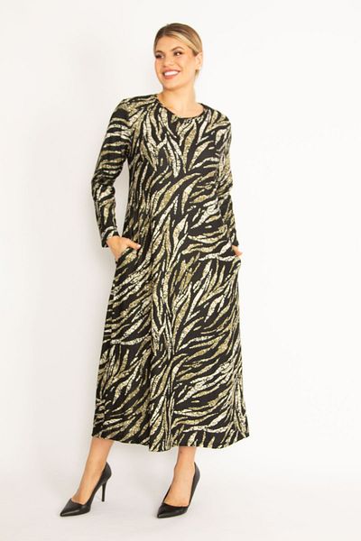 Şans Plus Size Dress - Green - Basic