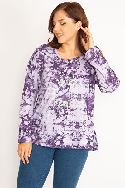 Şans Plus Size Sweatshirt - Purple - Relaxed