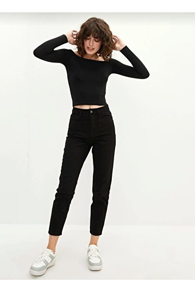 Livik Crni visoki struk Licra mama Jeans