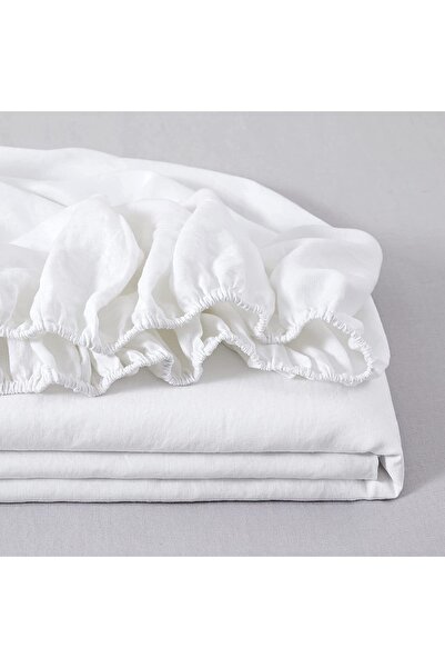 İzgi Concept Izgi Premium Cotton Ranforce Fitted Sheet White High Quality +30 cm Depth Size Optional