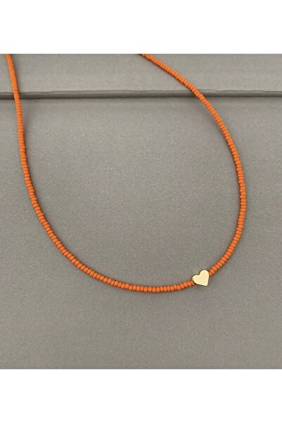 Everglow Jewelry Premium Heart Necklace with Orange Bead Detail