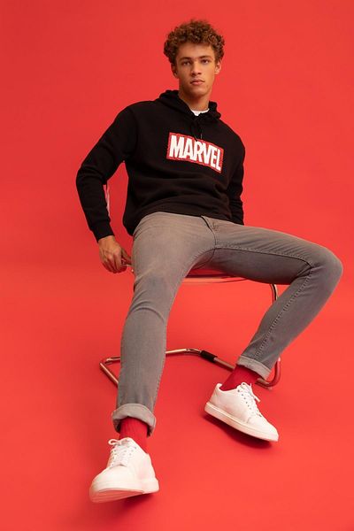DeFacto Φούτερ με κουκούλα Marvel Boxy Fit και Soft Fuzz εσωτερικά