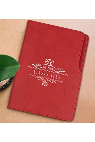Bk Gift Gift Kişiye Özel Isimli Kırmızı Termo Deri Not Defteri 15x21cm-8
