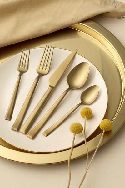 Hisar Miami Antique Titanium Gold 18 Piece Sweet Set