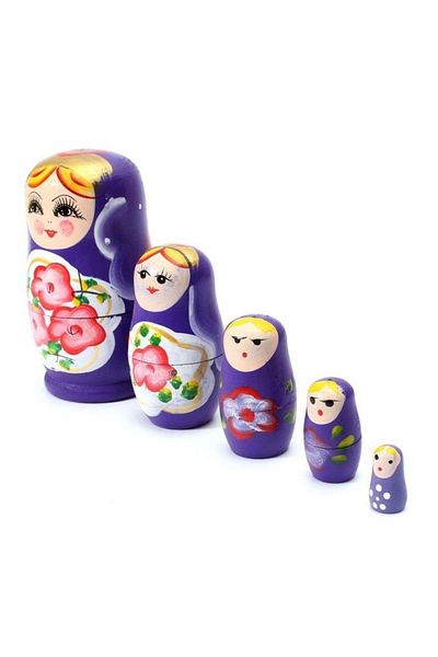 Dünyadan Hediyeler Wooden Matryoshka Baby Set of Five Purple