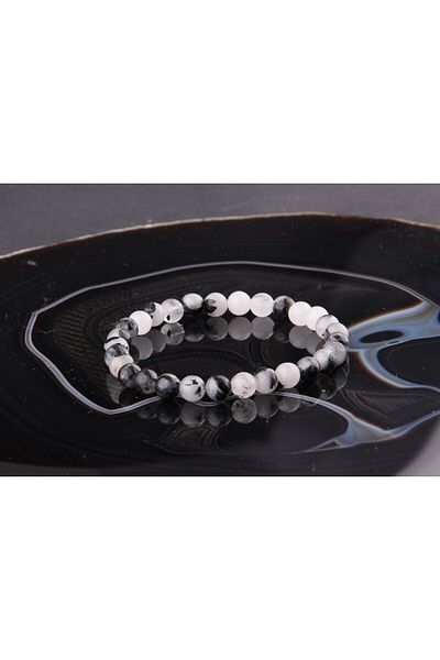 ALAVAN Routilli Quartz Natural Stone Bracelet 6 Mm, Crystal Accessory, Healing Vibration Therapy, Premium