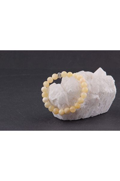 ALAVAN Calcite Natural Stone Bracelet 8 Mm, Crystal Accessory, Healing Vibration Therapy, Premium Quality