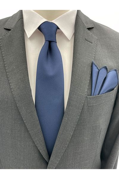 Brianze Navy Blue Tie Handkerchief Set