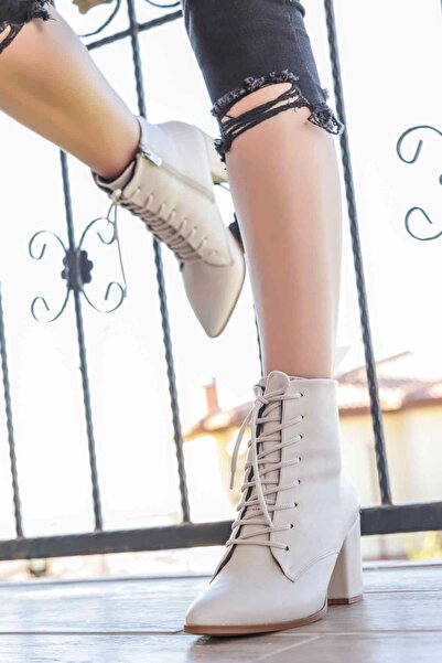 Mamito Ayakkabı Hnm 002 Bağcıklı Bot-bej Deri