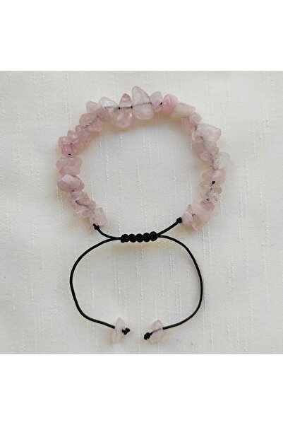 ByKolyeucum سوار نسائي من حجر الكوارتز الوردي المكسور من الحجر الطبيعي المحبوك