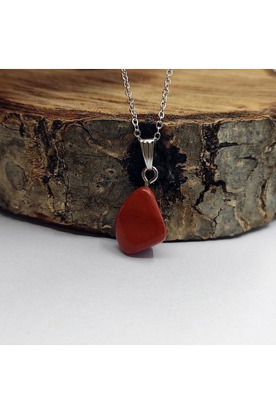 ByKolyeucum Unshaped Red Jasper Stone Natural Stone Necklace