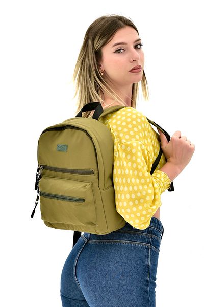 GreandBags Women's Khaki 3 Compartment Bag Backpack School Bag