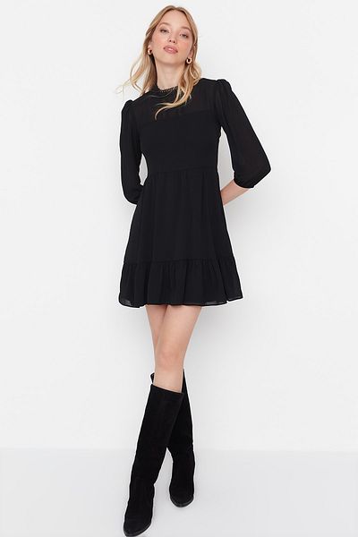 Trendyol Collection Μαύρο Μίνι Φόρεμα Δαντελένιο Υφαντό TWOSS20EL0166
