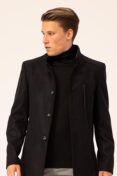 SÜVARİ Hakim Yaka Regular Kalıp Düz Kaban