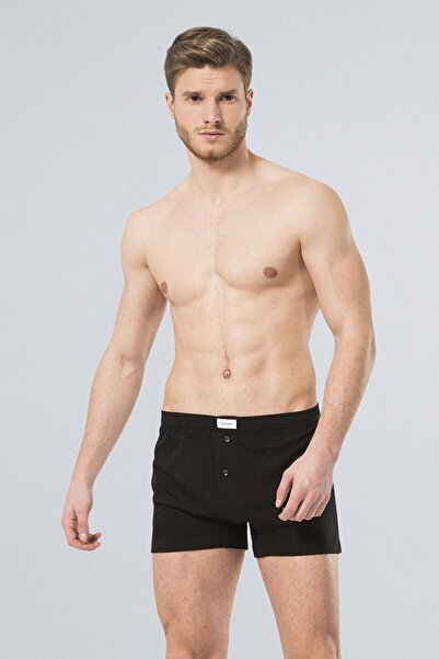 TÜREN 2 Pack Cotton Button Men's Boxers Black