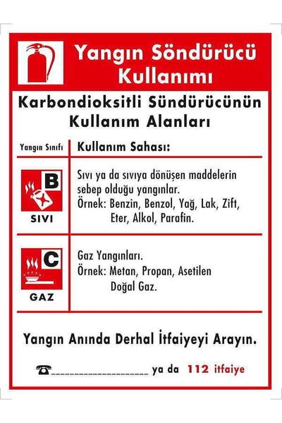 Emek İkaz Levhaları استخدام طفاية الحريق (طفاية ثاني أكسيد الكربون) علامة الت...