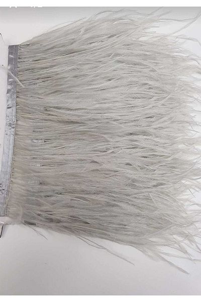 DERYA DESİNG ART 1 Meter Ostrich Feather Light Gray 12 Cm