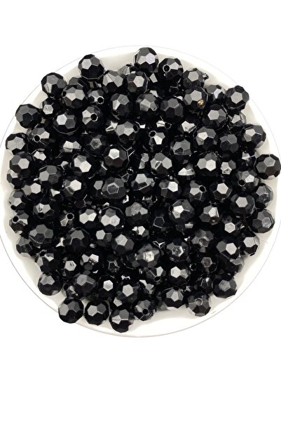 Hedef Bijuteri 10mm Siyah Renk Petek Model Akrilik Boncuk,takı , Çanta Yapım Boncuğu (100GR,~200 ADET)