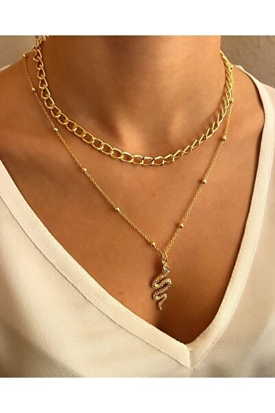 Everglow Jewelry Premium Snake Necklace 2 Pieces Combination
