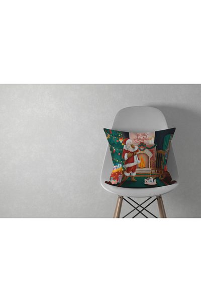menesahome Santa Claus Christmas Patterned Red Throw Pillow Case Merry Christmas Christmas New Year Throw Pillow