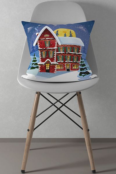 menesahome Christmas New Year Patterned Red Throw Pillow Case, Merry Christmas, New Year, New Year Gift 43x43, Christmas