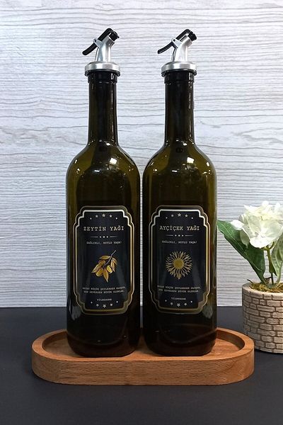 Tilbe Home Luxury Glass Oil Pot Set of 2 Olive Oil Liquid Oil Bottle Oil Vinegar Sauce Bowl Set Sippy Smart Lid