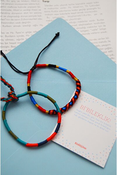 Bidüğüm Bi'bileklik Unisex 2'li Set Tasarım Bileklik Renkli Şans Arkadaş Dost...