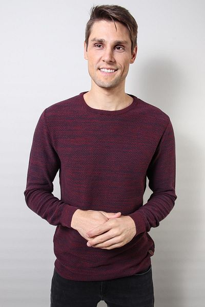 ALEXANDERGARDI Men's Burgundy Honeycomb Knit Crew Neck Sweater E20-18803
