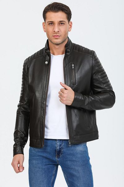 wolfling Genuine Black Men's Leather Coat-Jacket