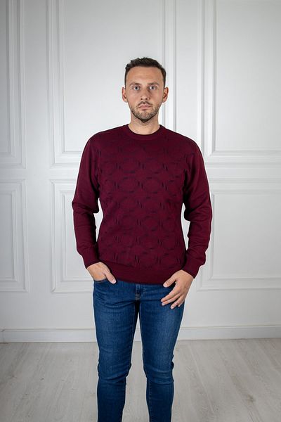 Sarar Interviu Pulover din tricot roșu Claret cu decolteu O