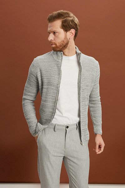 ALEXANDERGARDI Turtleneck Zippered Knitwear Cardigan (e22-5714)