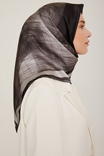 Armine Μεταξωτό Φουλάρι Twill 2022-2023 Φθινόπωρο Χειμώνας-μαύρο Γκρι