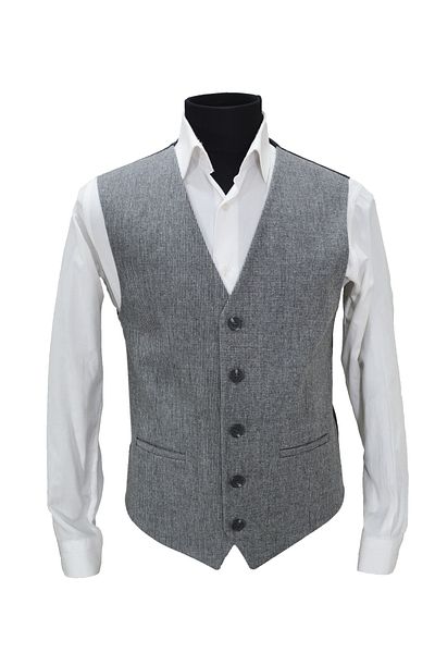 MENTOR REGALO Men's Vest V-Neck Gray Patterned 50429