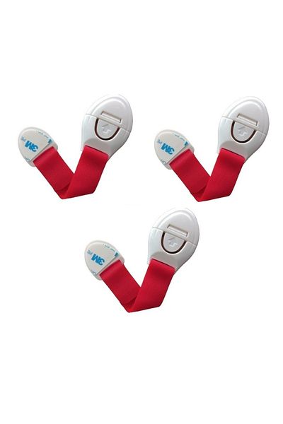 demethome 3 Pieces Child Baby Drawer Cabinet White Goods Safety Safety Lock - Velcro Length Adjustable