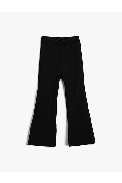 Koton Basic Flared Leg Trousers Ribbed