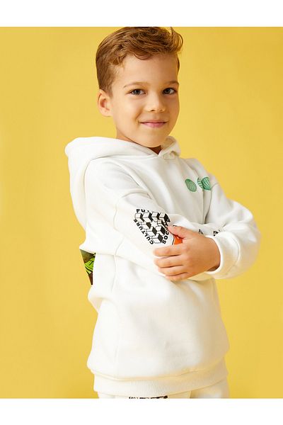 Koton Back Printed Hooded Sweatshirt