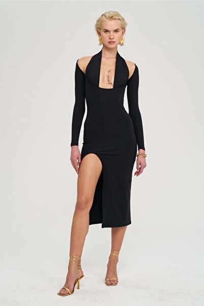 IAMNOTBASIC Kadın Siyah Alina Elbise