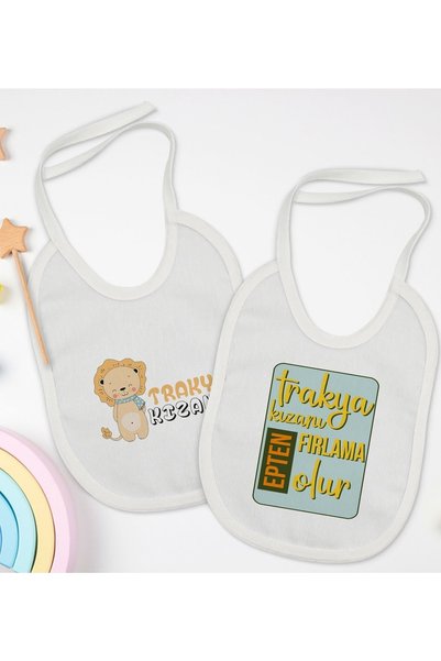 Bk Gift Thracian Girl Designed 2-Piece White Baby Bib-1