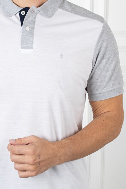 San&Fa Біла футболка з коміром-поло та ґудзиками