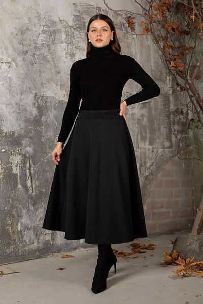 Melike Tatar Black Scuba Skirt 3-3049