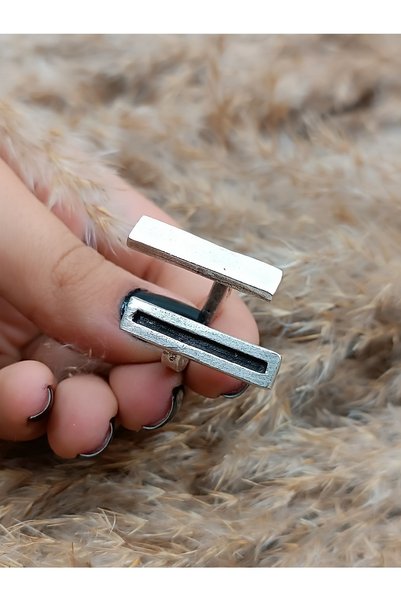 Vesaire Accessories Ikili Çizgi Model Antik Eskitme Gümüş Kaplama Ayarlanabil...