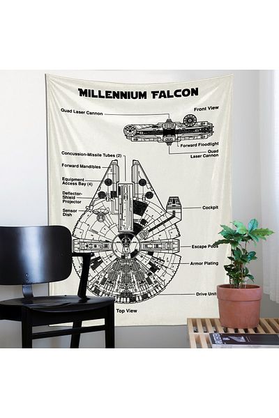 The Lucid Lab Pânză de perete Millenium Falcon Ivory Star Wars