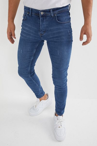 Newtime Мъжки дънки Skinny Fit Lycra Blue с раздели